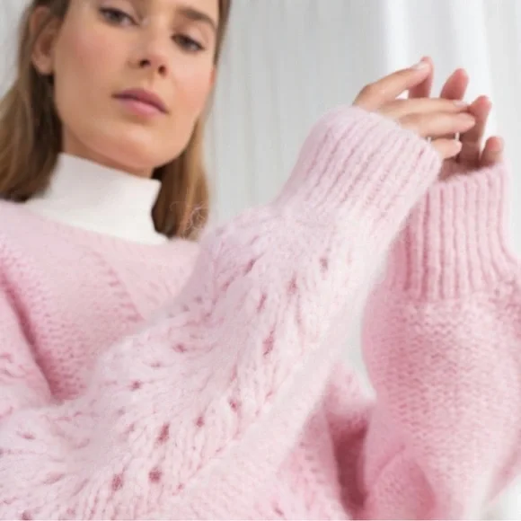 & Other Stories Pink Mohair Eyelet Sweater - Picture 5 of 12
